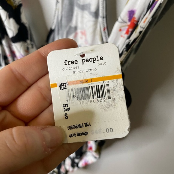 Free People | NWT Small Black Floral Sure Please Bodysuit - Picture 7 of 7